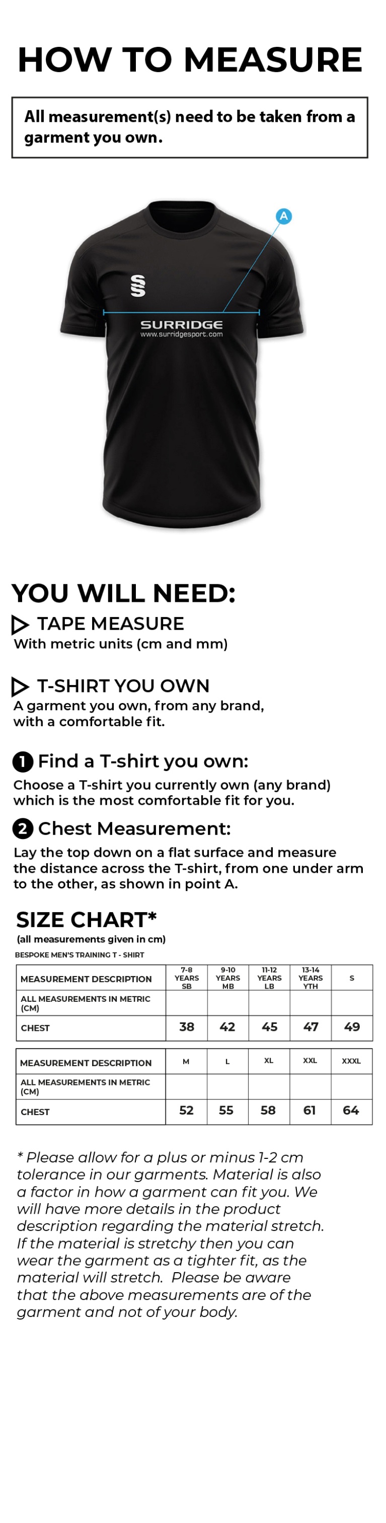 Tempo T-Shirt : Black / Red - Size Guide