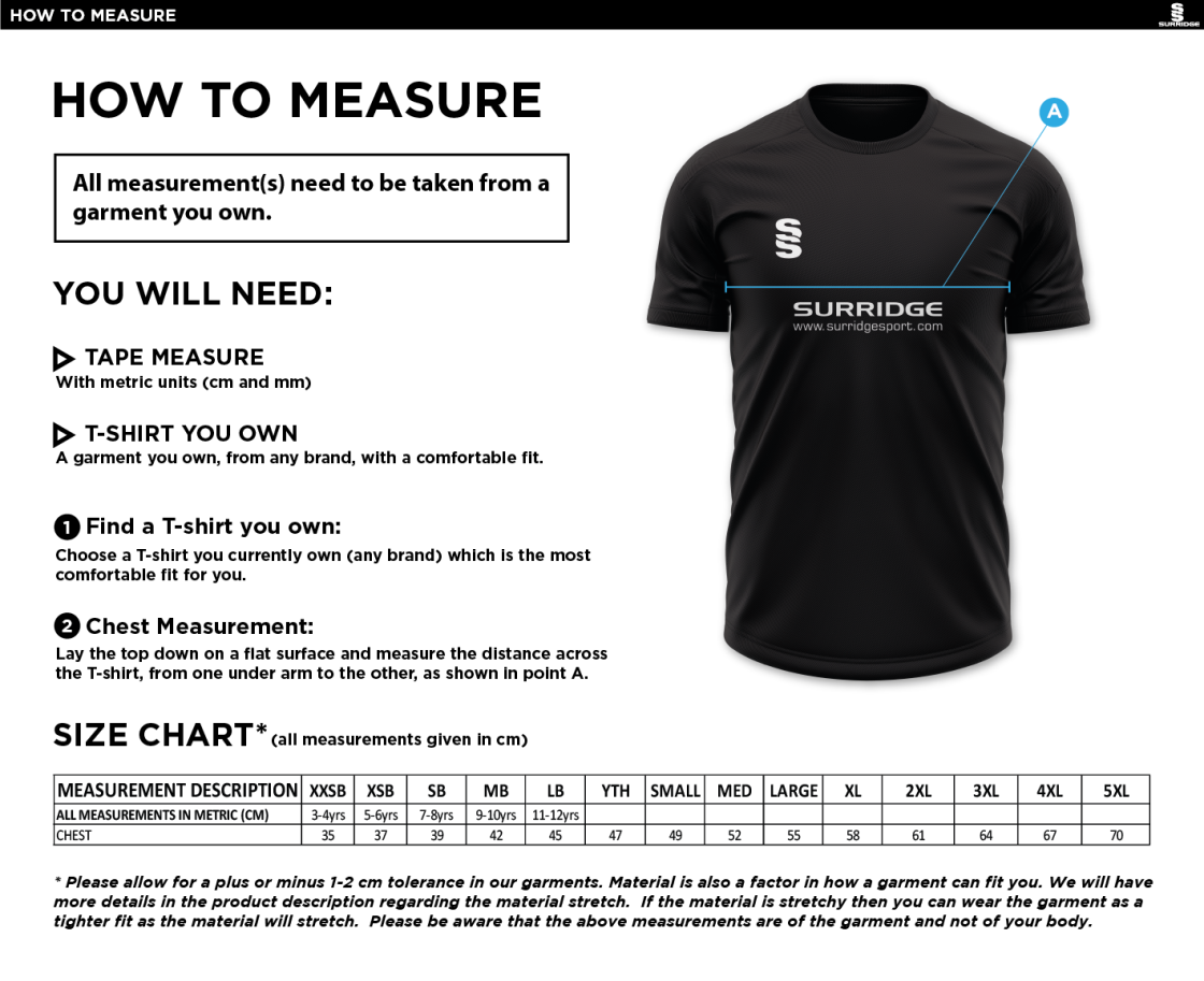 Youth's Dual Games Shirt : Sky - Size Guide