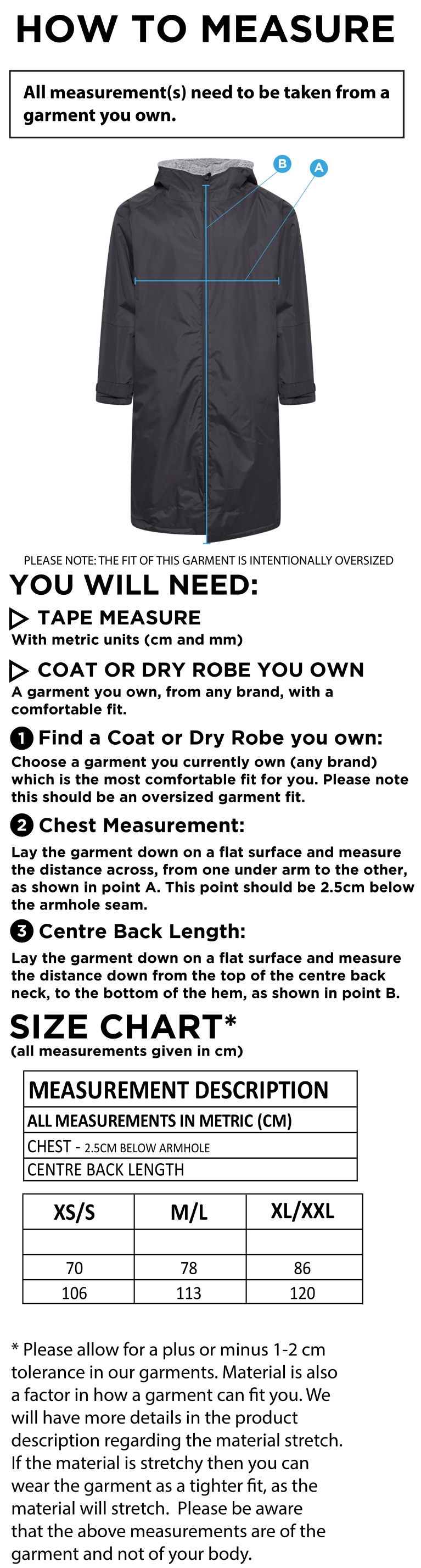 Active Thermal Robe - Black - Size Guide