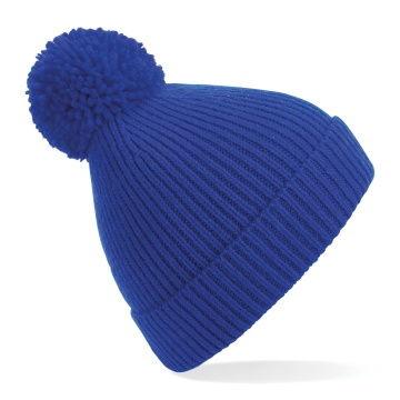 Engineered Knit Ribbed Pom Pom Beanie : Royal