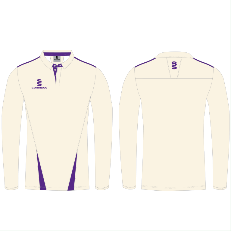 Long Sleeve Cricket Shirt with Purple trim