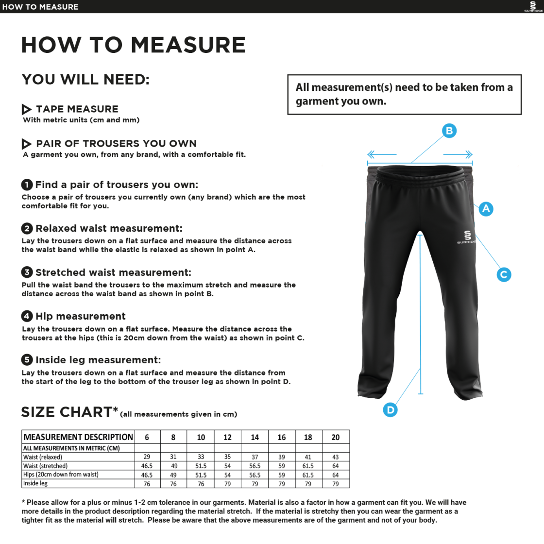 Women's Dual Poplin Track Pant : Navy - Size Guide