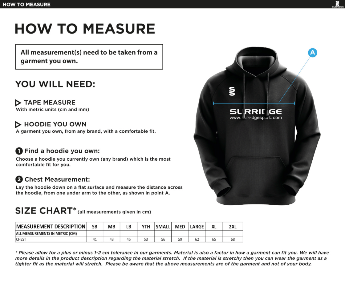 Blade Hoody : Navy / Emerald / White - Size Guide