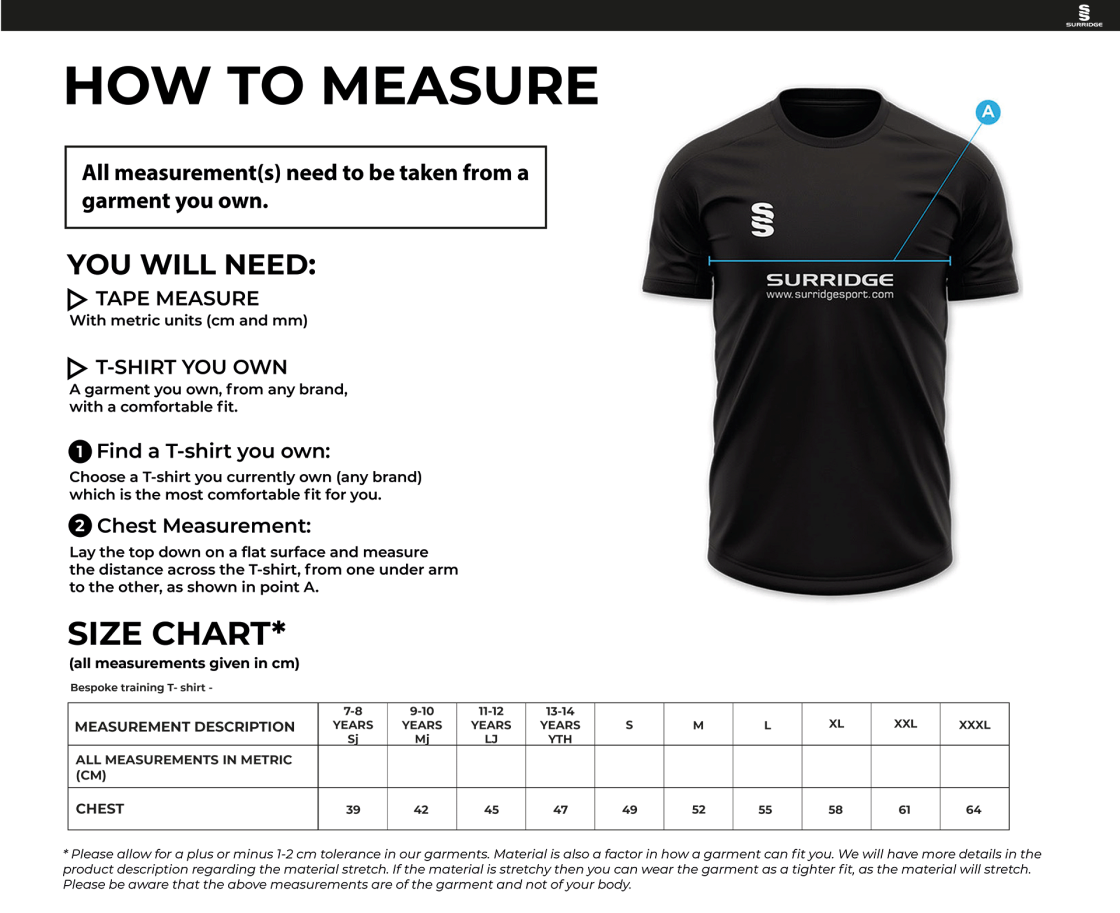 Impact T-Shirt : Black - Size Guide