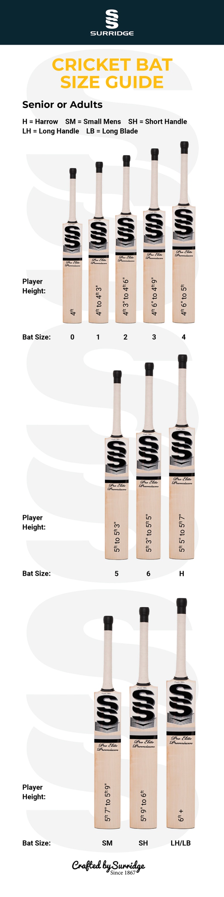 Jumbo Retro Bats  Grade 3 - Size Guide