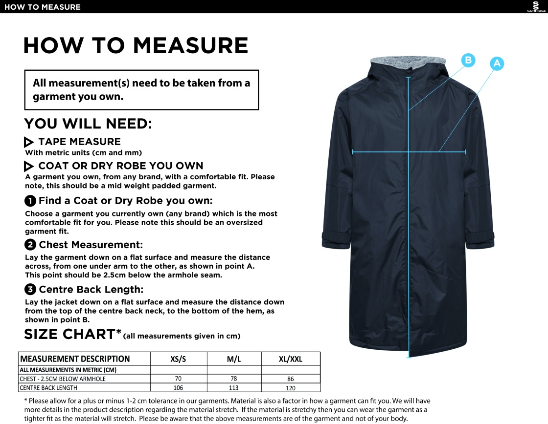 Active Thermal Robe - Navy - Size Guide