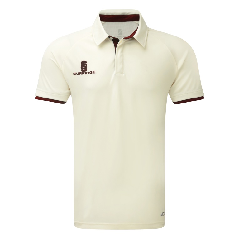 Ergo Cricket Shirt - Short Sleeve : Maroon Trim